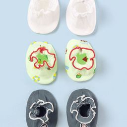 Ben Benny Cotton Knit Booties Set Penguin Print Pack of 3 - Grey Green & White-picture-16