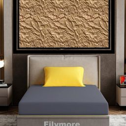 Filymore Plain Solid Single Bedsheet with Unique Colour Pattern Designer Bedsheet Made Of Pure Microfiber with 1 Pillow Cover - Grey & Yellow-image-28