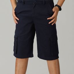 Kiddopanti Solid Cargo Shorts - Dark Navy Blue-image-92