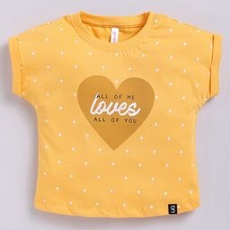 giniekids Half Sleeves Heart & All Of Me Loves All Of You Text Printed Tee - Yellow-image-34