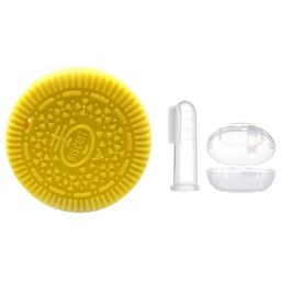 Enorme Silicone Yellow Biscuit Shape Teething Teether and Baby Silicone Finger Toothbrush with case for Babies-23
