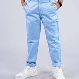 Kiddopanti Solid Pant - Light Blue-image-4
