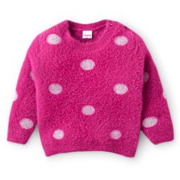 Babyhug Knitted Full Sleeves Pullover Sweater with Polka Dots Design - Fuschia-image-66