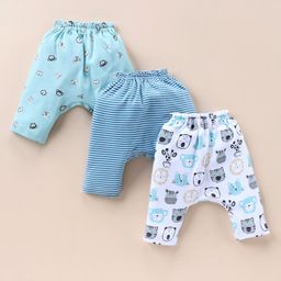 Simply Single Jersey Knit Full Length Diaper Leggings With Stripes & Animals Print Pack Of 3 - Multicolor-image-20