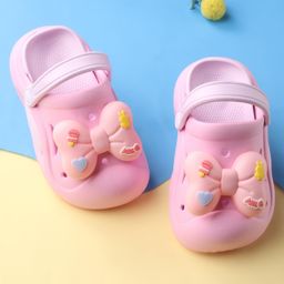 Oh! Pair Slip On Clogs With Back Strap Closure & Bow Applique - Pink-picture-7