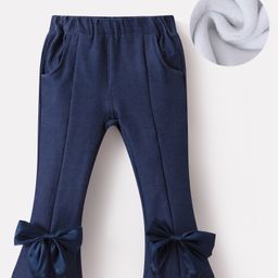 Kookie Kids Full Length Lounge Pant with Bow Applique - Navy Blue-image-85