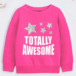 Trampoline Cotton Blend Full Sleeves Totally Awesome Text Printed Sweatshirt - Pink-picture-23