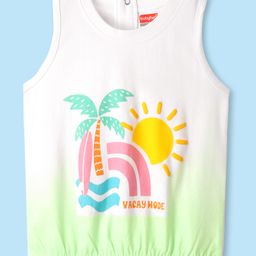 Babyhug Cotton Knit Sleeveless Tank T-Shirt with Beach Theme Print - White-picture-17