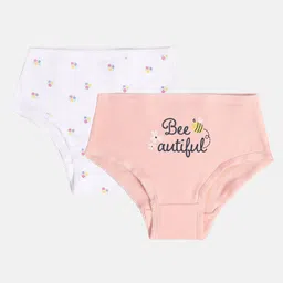 MINI KLUB Cotton Pack Of 2 Floral & Bee Printed Panties - Pink & White-picture-15