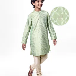 Pine Kids Woven Full Sleeves Foil Printed Kurta Pyjama Set - Mint-picture-13
