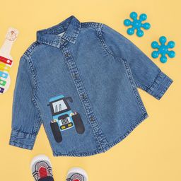 Pantaloons Baby Full Sleeves Car Printed Shirt - Blue-image-60