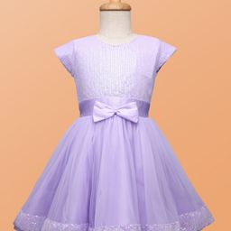 Pine Kids Woven Cap Sleeves Party Dress with Sequin Detailing & Bow Applique - Lavender-image-86