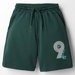 Taeko Single Jersey Knit Knee Length Shorts With Number Print - Teal Blue-image-25