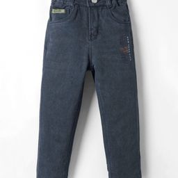 Olio Kids Denim Full Length Jeans With Text Print - Charcoal Grey-image-37