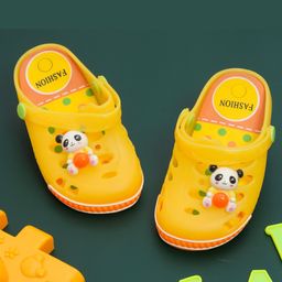Yellow Bee Baby Panda Applique Detailed Perforated LED Clogs - Yellow-image-62
