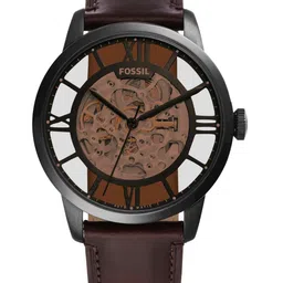 Fossil Men Black Printed Leather Analogue Watch ME3098-49