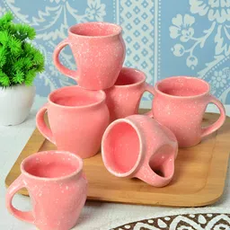 Myntra Elegant Homes Peach & White 6 Pieces Ceramic Glossy Cups-3
