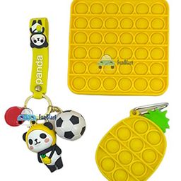 FunBlast Pop it Silicon Fidget Toy with Keychain Pack of 3 - Multicolor image 3