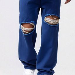 Xee Men Loose Slash Knee Stretchable Jeans-image-27