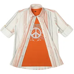CAVIO Boys Spread Collar Abstract Printed Cotton Casual Shirts & T-Shirt-image-96