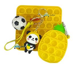 FunBlast Pop it Silicon Fidget Toy with Keychain Pack of 3 - Multicolor image 5