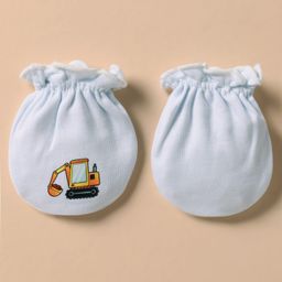 Ben Benny Interlock Knit Solid Color Cap Mittens And Booties Set with Vehicle Print White - Diameter 10 cm image 5