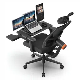 DROGO Black Study Arm Chair With Laptop Tray & 4D Armrest-image-3