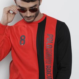 The Indian Garage Co Men Red Colourblocked Sweatshirt-picture-9