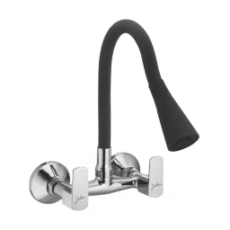 Jabra Dual Flow Sink Mixer Qbix Series Brass Chrome Finish Wall Mount Black-image-83