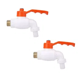 ALTURAS Plastic Heavy Duty White Turkey Nozzle Bib Cock Tap for Bathroom(Set of 2)-picture-12