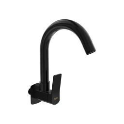 CERA Sylvina Sink Mixer Quarter Turn Wall Mount PVD Finish Black Matte with Long Swivel Spout & Wall Flange, F1021251BM-image-75