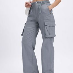 glitchez Women Twill Weave Straight Fit Belted Cargos-image-14