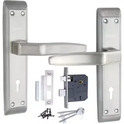 Atom Stainless Steel Silver Door Handle Lock Set, LinusLegend-2-9