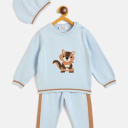 JWAAQ Kids Self Design Sweater With Jogger & Cap-11