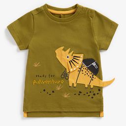 mothercare Infant Boys Khaki Pure Cotton Applique T-shirt-image-51