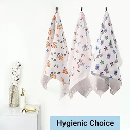 Kuber Industries White 30 Pieces Floral Printed Cotton 210 GSM Face Towels image 4