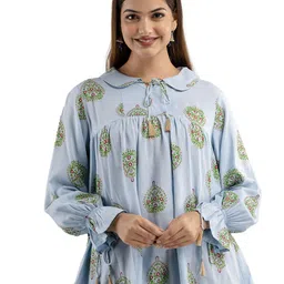 DMP EXPORT Floral Print Tie-Up Neck Top-picture-53