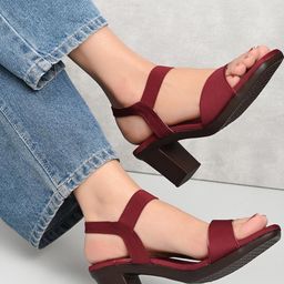 XE Looks Women Block Heel Sandals With Ankle Strap-43