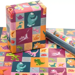 eVincE - thoughtful PRESENTations DINO04L25  Bright Hues Colourful and Fun Facts Dinosaur  50 x 70 cm Gift Wrapping Paper (Pack of 25 Piece)-image-84