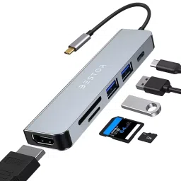 Bestor 55 W Aluminum Alloy 4K USB C Hub HDMI 6 in 1 Multiport Adapter ‎5 GBPS, DD-MHW0-HYY1-19