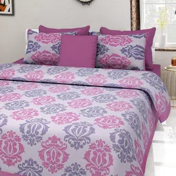 Aura Purple & Grey Ethnic Motifs Printed 144 TC Cotton Queen Bedsheet Set 2.10 m x 2.30 m-image-30