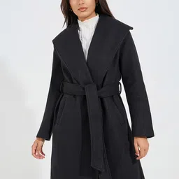 Styli Single-Breasted Longline Overcoat With Belt-picture-5