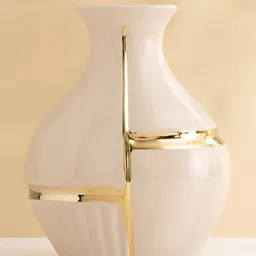 Home Centre Canova Opt Aviora Beige Ceramic Ribbed Vase-image-55