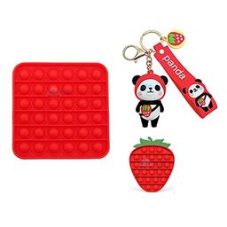 FunBlast Pop it Silicon Fidget Toy with Keychain Pack of 3 - Multicolor-5