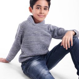 Pine Kids Full Sleeves Knit Solid Pullover Sweater - Blue-picture-9