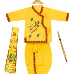 Zest 4 Toyz Krishna Fancy Dress Costume Hare Krishna Printed - Yellow-image-94