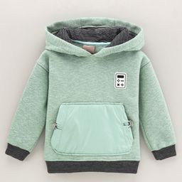 Little Kangaroos Full Sleeves Hooded Sweatshirt Solid - Green-picture-17
