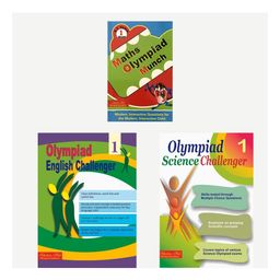 Scholars Hub Olympiad Book Combo For Class 1 English Olympiad Challenger Class 1 Science Olympiad Challenger Class 1 & Maths Olympiad Munch 1 With Answer Key Set of 3 Books - English-54