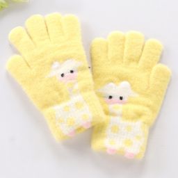 Babyhug Woolen Gloves Pair Giraffe Design - Yellow-image-45