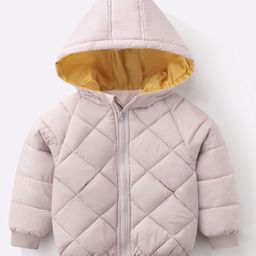 Kookie Kids Full Sleeves Padded Winter Jacket Solid Colour With Square Design - White-picture-12